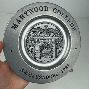 Vtg 87 Pewter Marywood College University Souvenir Collectible Plate Ambassadors